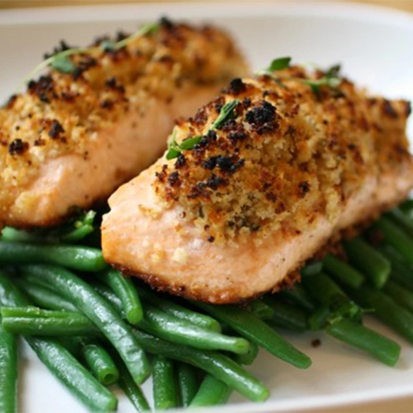 Easy Crunchy Mustard-Baked Salmon
